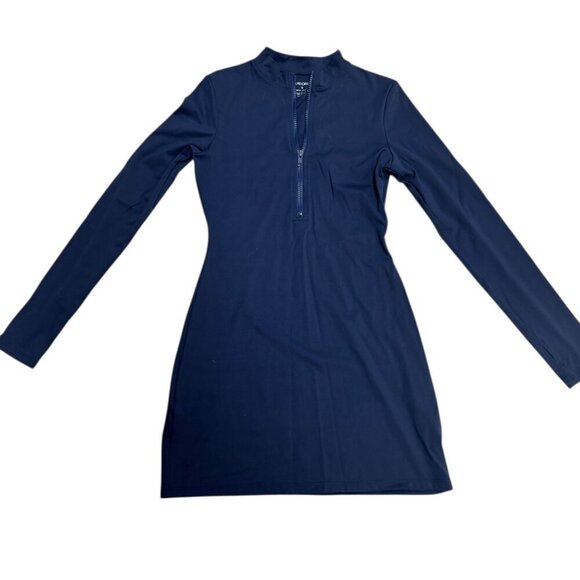 ReoRia Dresses & Skirts - REORIA Navy Blue Long Sleeve Half Zip Bodycon Dress Size S - EUC